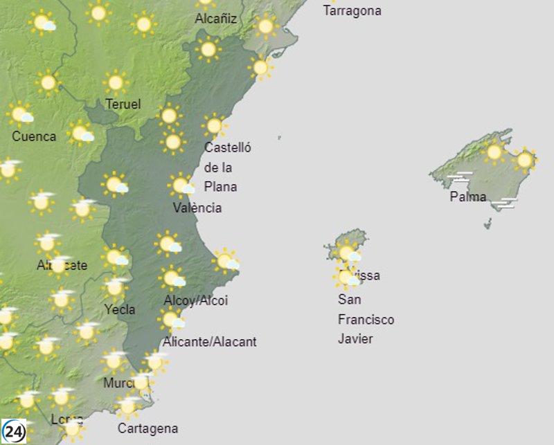 La Comunitat Valenciana alcanza máximas de 27 grados con un clima cálido persistente.