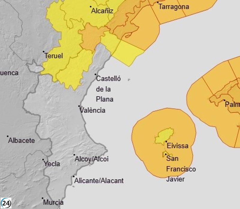 Castellón enfrenta alertas naranjas y amarillas por intensos vientos este sábado.