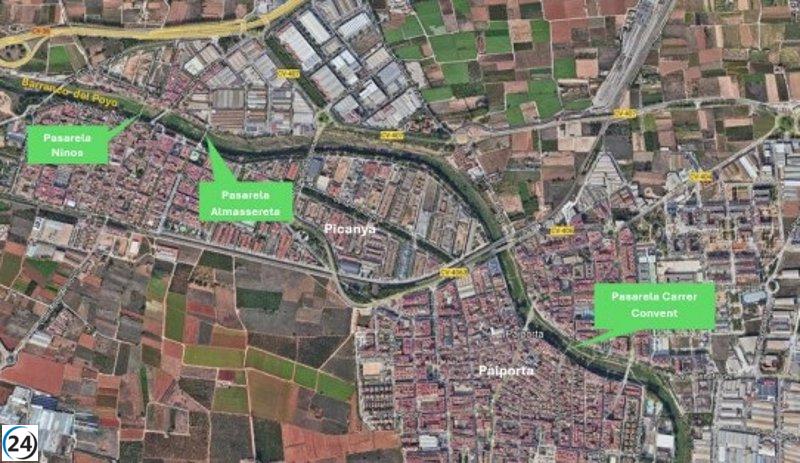 El gobierno presenta el plan para reponer tres pasarelas destruidas por la dana en Picanya y Paiporta.