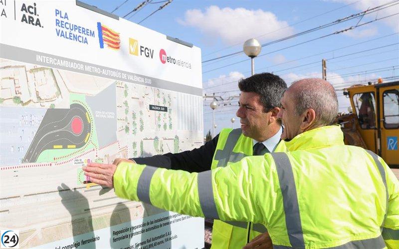 Mazón anuncia una inversión de más de 125 millones para restaurar la red de Metrovalencia antes del verano.