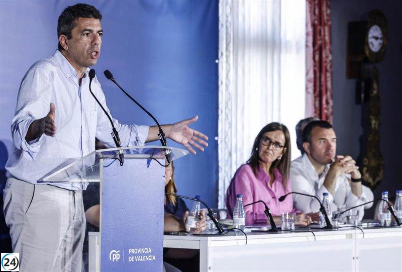 Mazón defiende el compromiso del PP con la Comunidad Valenciana y critica a Sánchez por despreciar y ahogar la autonomía.