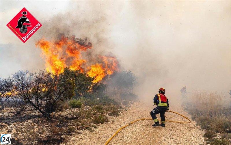 Investigadores esperan que el fuego en Ibi (Alicante) se enfríe para determinar sus causas.