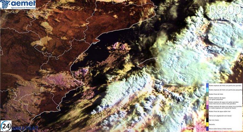 Aemet levanta alertas tras intensas lluvias nocturnas en el sur de la Comunidad.
