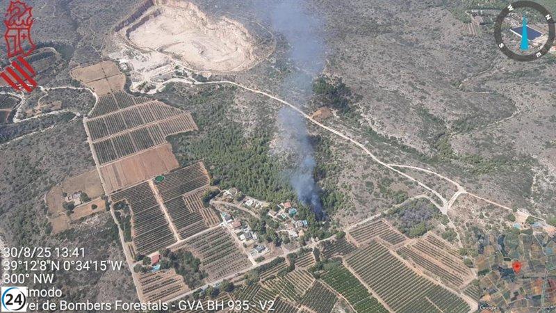 Aeronaves combaten con éxito incendio forestal en Benimodo, Valencia.