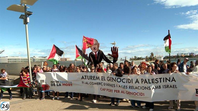 Protesta en València demanda detener el envío de armas y combustible a Israel desde los 
