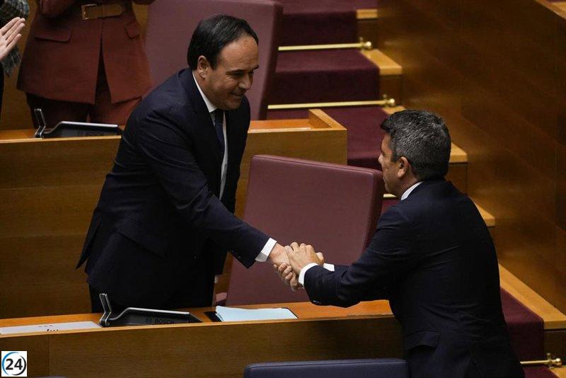 Mazón destaca la importancia de respaldar a Pérez Llorca tras su investidura.