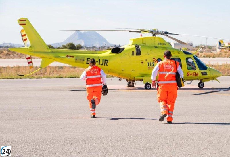 Ciclista con fractura de cadera es rescatado en helicóptero tras accidente en Polop.
