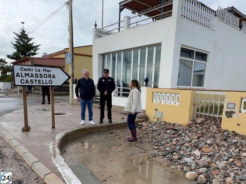 Temporal causa estragos en las costas de Castellón, arrastrando arena en múltiples localidades.