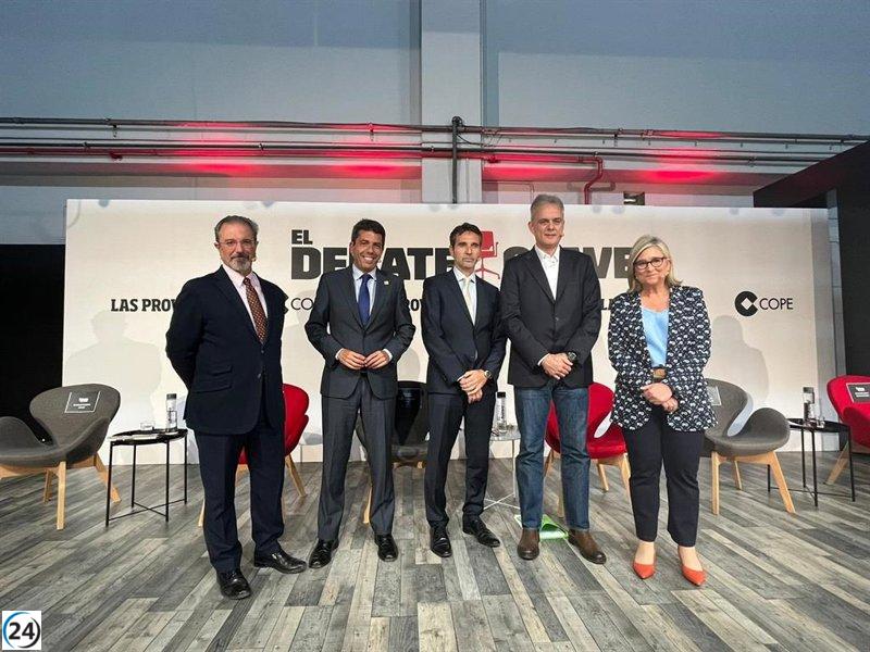 Debate sin Puig ni Baldoví: Mazón, Flores y Peris atacan a Illueca.