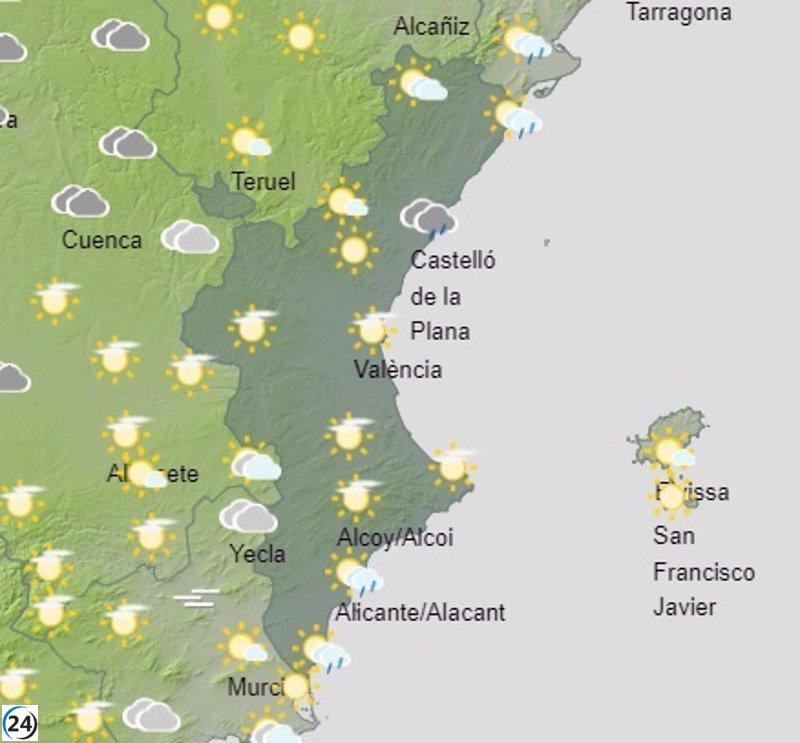 Posibles chubascos y tormentas en el interior de Valencia, mientras Orihuela alcanza máximas de 32º el sábado