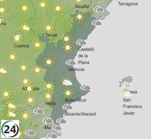 Descenso de temperaturas dominical en la Comunitat Valenciana por debajo de los 30º