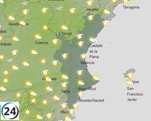 Domingo lluvioso en el noreste de Alicante con aumento de temperaturas que llegan a los 30º en Orihuela