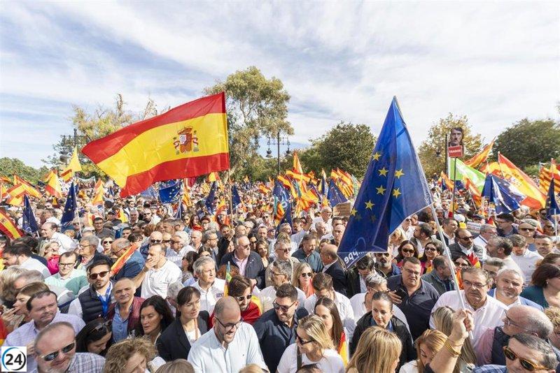Gran manifestación del PPCV en València, Alicante y Castelló en rechazo a la amnistía.