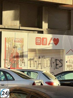 PSPV denuncia pintadas con insultos en sede de Castellón