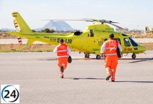 Ciclista herido es rescatado tras accidente en Enguera.