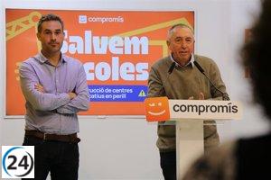 Compromís acusa al Consell de cancelar obras en colegios de 12 localidades